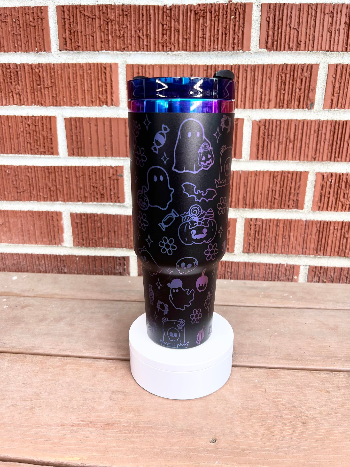 Engraved Ghost Doodle Halloween Tumbler