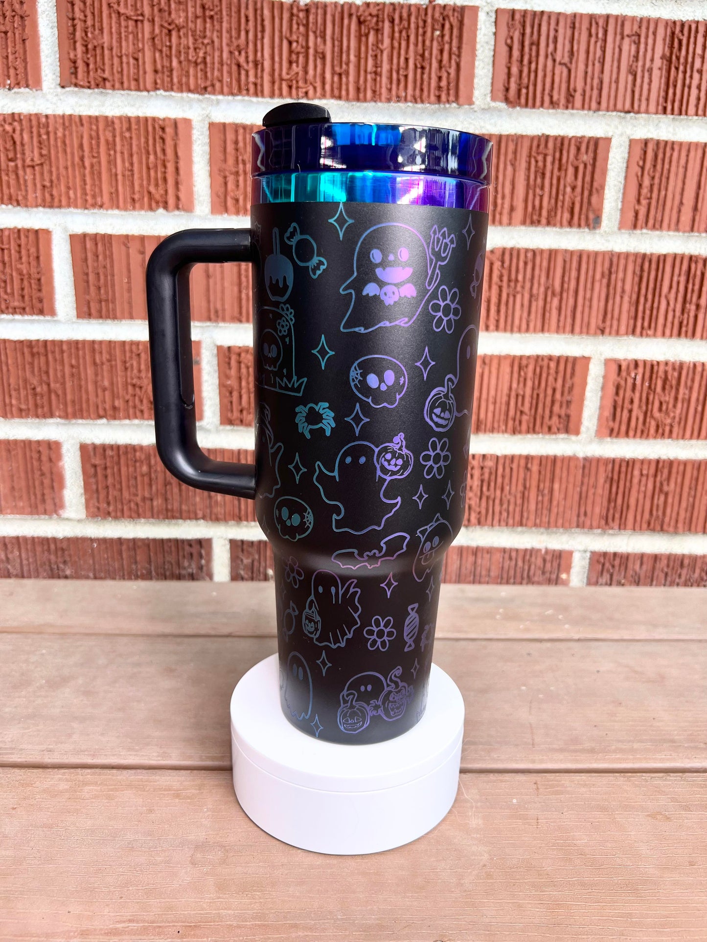 Engraved Ghost Doodle Halloween Tumbler