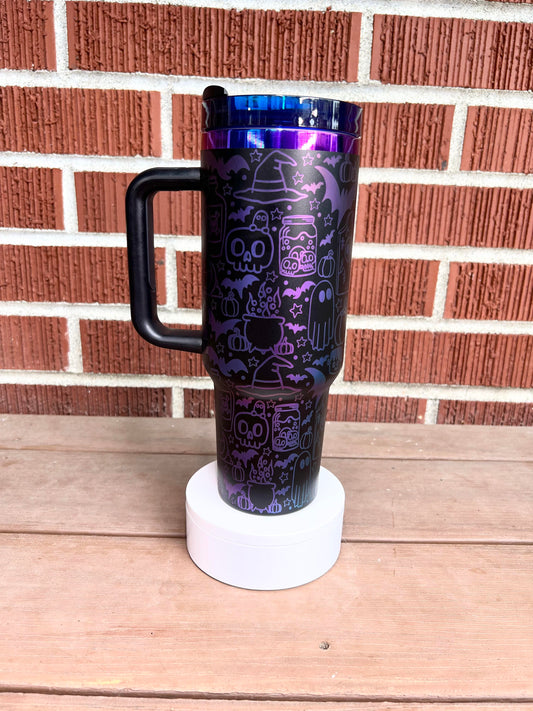 Engraved Halloween Doodle Tumbler