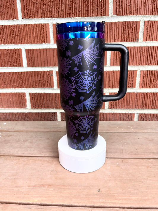 Engraved Spider Web Halloween Tumbler