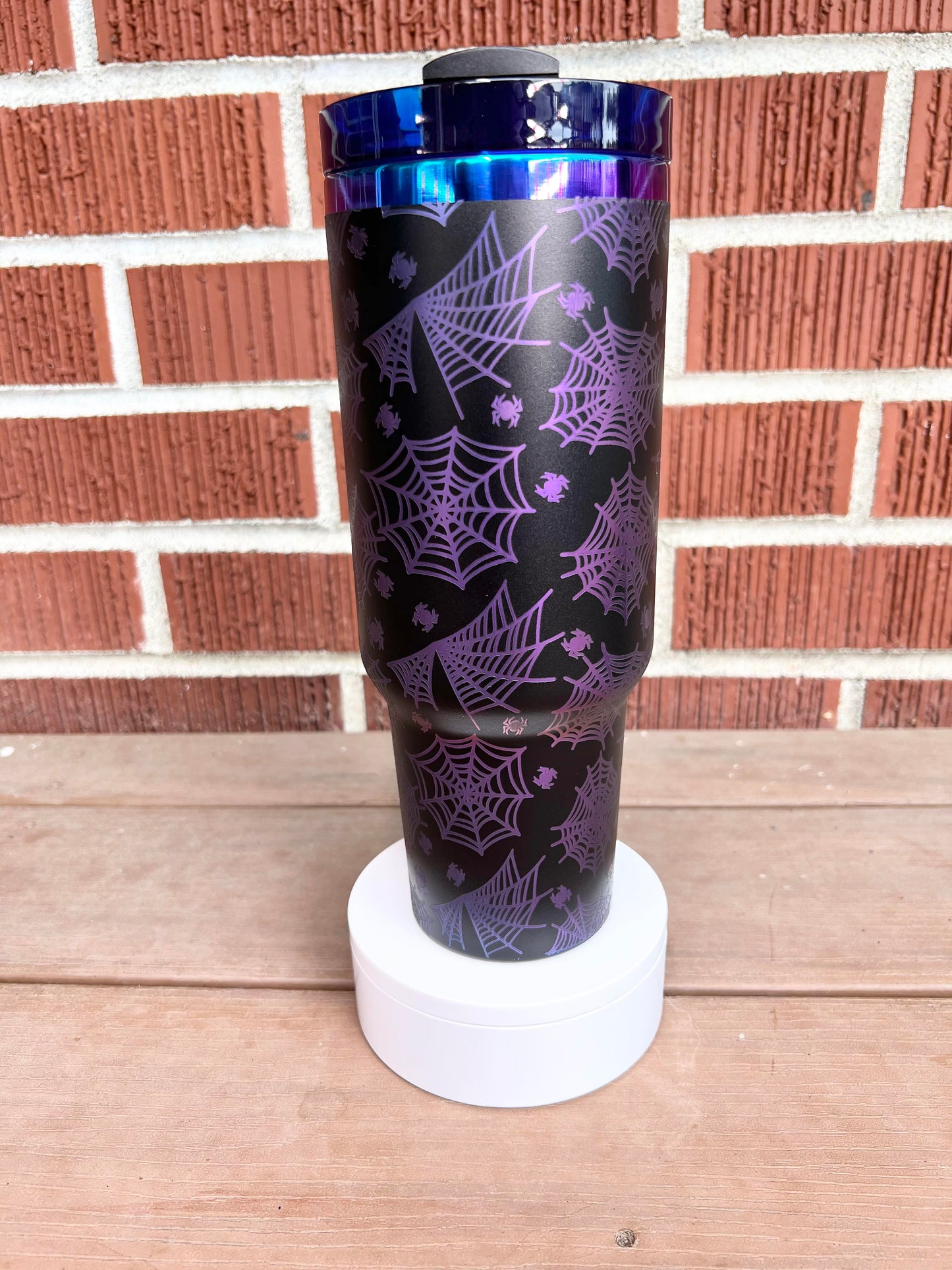 Engraved Spider Web Halloween Tumbler